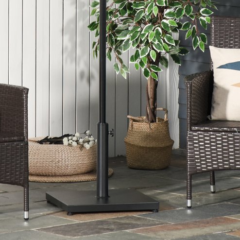 Outsunny ??35/38/48MM 18KG Steel Square Parasol Stand Base w/ Adjustable Knob Umbrella Stand Garden Patio Outdoor Home, Black