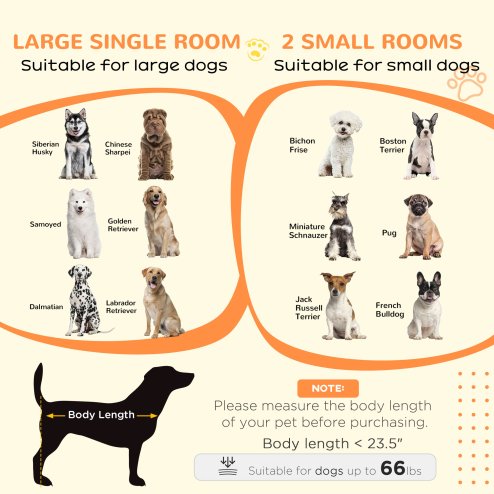 PawHut Dog Crate Furniture for Large Dog, Double Dog Cage for Small Dogs with Divider, Sliding Doors - Grey