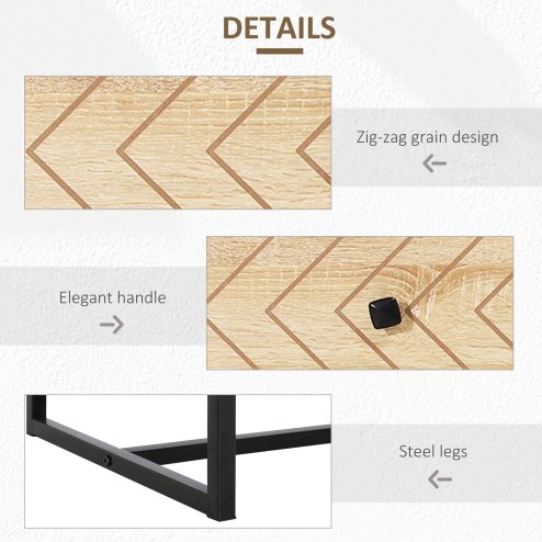 HOMCOM Bedroom Chest of Drawers, 6 Drawer Dresser, Sideboard Cabinet with Zigzag Design and Metal Base, Storage Drawer Unit, 120x71cm, Natural