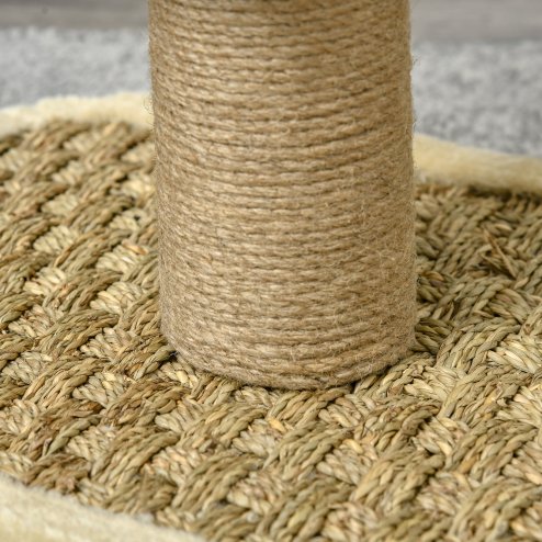 PawHut 56cm Small Cat Tree for Indoor Cats with Scratching Post, Kitten Tower with Tunnel, Toy Ball, Cushion - Beige