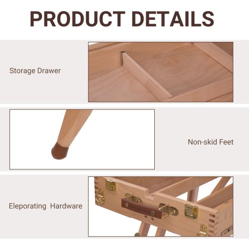 HOMCOM Wooden Art Easel Tripod Sketch Artist Painters Craft Portable Folding Drawing Board Lightweight