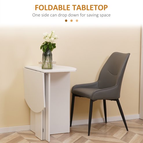 HOMCOM Foldable Dining Table, Modern Drop Leaf Table for Kitchen, Dining Room and Living Room