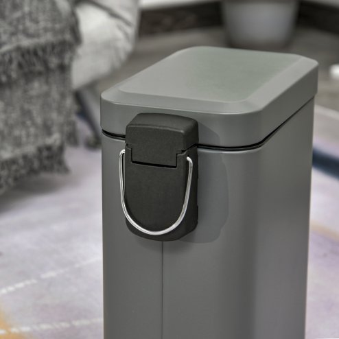 HOMCOM 5L Rectangular Compact Bin Steel Body Removable Bucket Quiet-Close Lid w/ Pedal Lid Rubbish Trash Can Home Office Bedroom Bathroom Living Room Garbage Tidy Clean 