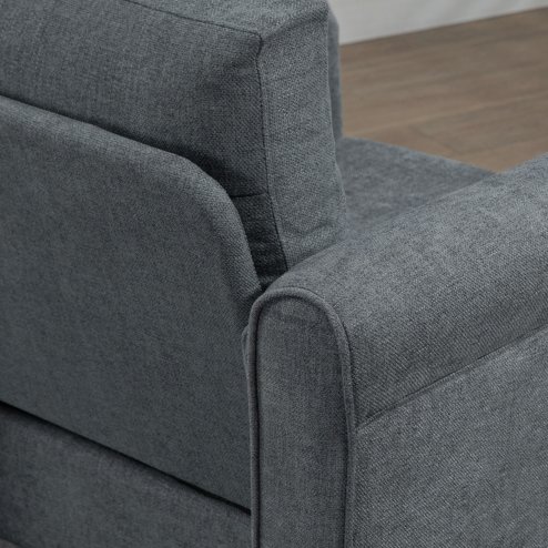 HOMCOM Armchair, Upholstered Accent Chair, Occasional Fireside Chair with Back Pillow and Rubber Wood Legs, Single Sofa for Living Room, Reading Room