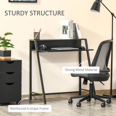 HOMCOM Writing Desk Computer Table Home Office PC Laptop Workstation Storage Shelf 84L x 45W cm