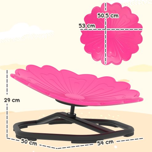 AIYAPLAY Kids Spinning Chair for Autism, Sensory Swivel Chair for ADHD Children, Flower Shaped Sit and Spin Wobble Chair with Metal Base & Non-Slip, Sensory Balance Toy for 3-8 Years Old, Pink