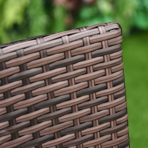 Outsunny 2 Pieces Outdoor PE Rattan Dining Chairs Set with Cushion, Garden Armchair with Armrests, High Backrest, Metal Frame Patio Wicker Furniture, Mixed Brown