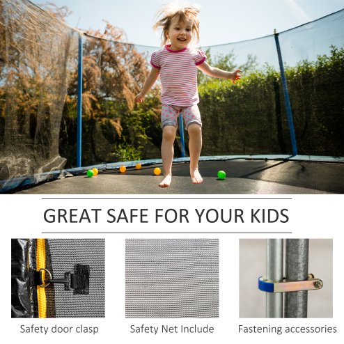 HOMCOM 13ft Trampoline Net Replacement Safety Net Enclosure Net Spare w/ 8 Poles