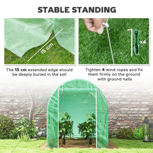 Outsunny 3L x 2W x 2H m Polytunnel Greenhouse, Walk-in Polytunnel Outdoor Garden Flower Vegetable Planter with Zipped Door