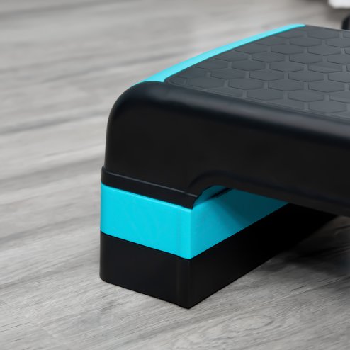 HOMCOM Aerobic Step, 10cm, 15cm & 20cm Height Adjustable Exercise Stepper for Exercise Workout, Nonslip Step Board Great for Home & Office, Black and Blue