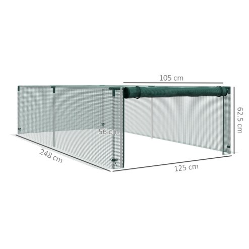 Outsunny 8' x 4' Crop Cage, Plant Protection Tent with Galvanised Steel Frame and Zipped Door, Fruit Cage Netting Cover for Garden and Outdoors Green