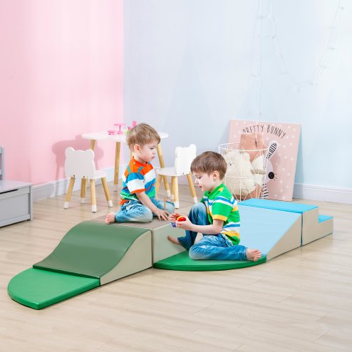 HOMCOM 6 Piece Soft Play Equipment, Kids Foam Blocks Toys for Climb and Crawl, Indoor Activity Play Set Playground for Toddler 1-3 Years Old, Multicoloured
