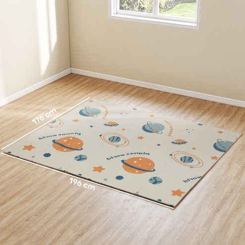 AIYAPLAY Baby Play Mat Double Sided, Foldable & Reversible Activity Playmat, Waterproof Kids Foam Crawling Mat for Outdoor Indoor Playtime Picnics, 196 x 176 x 1.5cm, Astronaut & Planet Theme