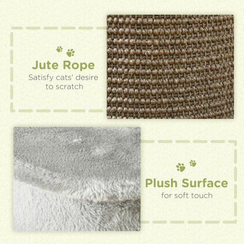 PawHut 58cm Cat Scratching Post for Corner Wall, Claw Scratcher, with Smooth Plush, Sisal Rope, Toy Balls, Stable Base - Grey