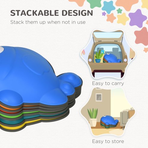 AIYAPLAY Stepping Stones Kids, 6 Pcs Goldfish Shaped Balance Stepping Stones for Sensory with Non-slip Edge, Outdoor Indoor Obstacle Course Stackable Balance Blocks, River Stones