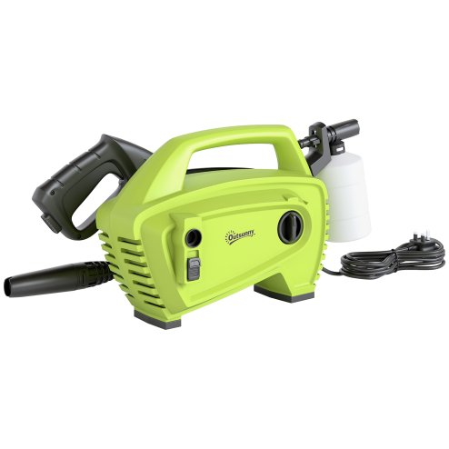 Outsunny 1600W High Pressure Washer, 130 Bar Pressure, 390 L/h Flow, Portable Power Washer Jet Wash Cleaner with Adjustable Nozzle, 6M Hose, Handle for Home Patio Car Driveway, Green