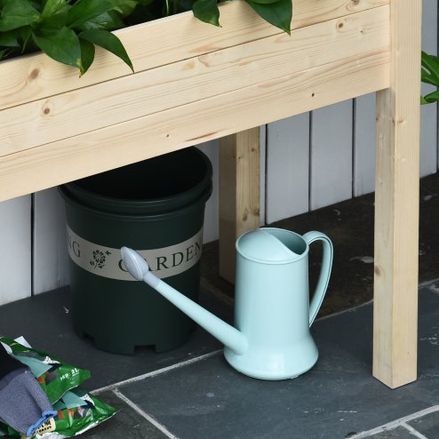 Outsunny Raised Bed for Garden, Wooden Elevated Planter Box with Bed Liner, for Flower Vegetable Herb, 86L x 46W x 76Hcm
