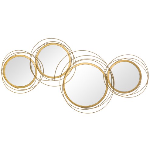 HOMCOM Metal Wall Art 107cm Modern Decorative Mirror Decor Hanging Home Wall Sculptures for Living Room Bedroom Dining Room, Gold