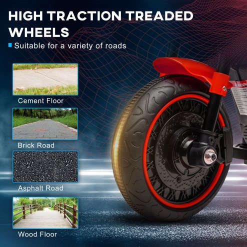 HOMCOM 6V Kids Electric Motorbike Ride-Ons Motorcycle with Training Wheels, Headlight, for Ages 18-36 Months - Red