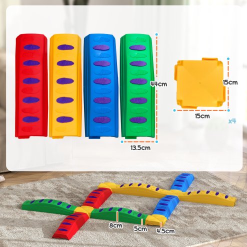 AIYAPLAY Kids Balance Beam, 12 Piece Stepping Stones with Non-Slip Foot Pads, Kids Sensory Toys, Indoor Outdoor Obstacle Course for 3-8 Years