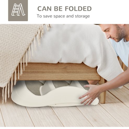 PawHut Foldable Pet Stairs Portable Dog Steps 3-Step Design with Non-slip Mats for High Beds, Sofas, 49 x 38 x 38 cm, Cream