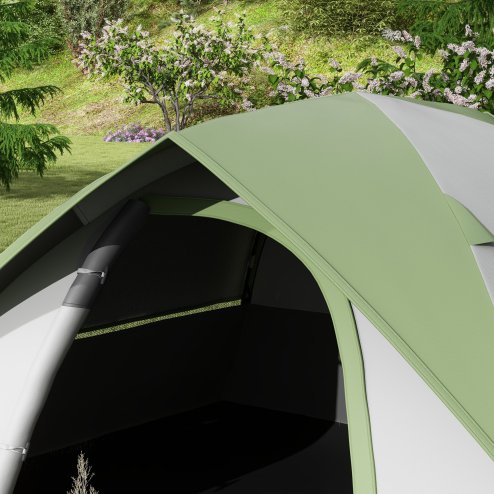 Outsunny Camping Tent, 2 Man Dome Tent, 3000mm Waterproof, with Sewn-in Groundsheet, Carry Bag and Top Hook, for Fishing Hiking Festival, Grey and Green