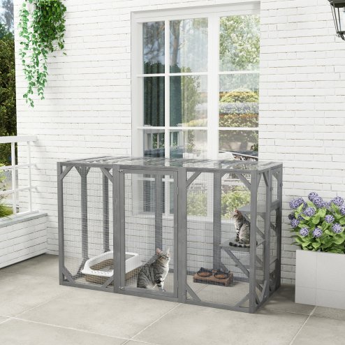 Pawhut Wooden Cat House 71