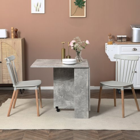 HOMCOM Folding Dining Table, Drop Leaf Table with 2-Tier Shelves, Rolling Casters, for Small Spaces, Kitchen