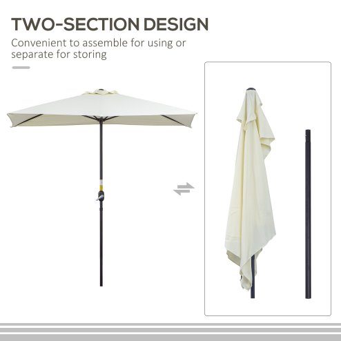 Outsunny Balcony Half Parasol Semi Round Umbrella Patio Crank Handle (2.3 m, Beige)- NO BASE INCLUDED