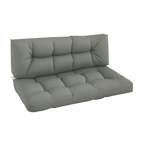 Outsunny 2Pcs Garden Tufted Pallet Cushion Seat Pad, Back Cushion Patio for Indoor Outdoor Use, 120L x 80W x 12Hcm, Grey