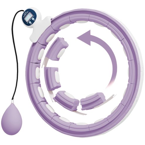 SPORTNOW Smart Weighted Hula Hoop for Adults, Hula Ring with 16 Detachable Knots, 360 Auto-Rotating Ball and Digital Counter, Massage Hula Circle For Weight Loss, Purple