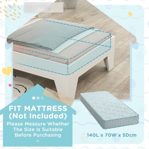 AIYAPLAY Toddler Bed Frame, Kids Bedroom Furniture, Treehouse Style Single Bed Frame with Safety Guardrails, 144L x 74W x 110Hcm, for Ages 3-8 Years, Green