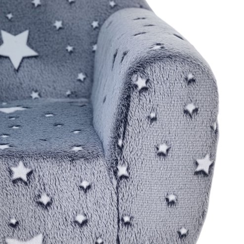 AIYAPLAY Kids Armchair, Glow in the Dark Single Chair with Star Design, Upholstered Toddler Tub Chair for Bedroom, Playroom, Kid Room, Grey