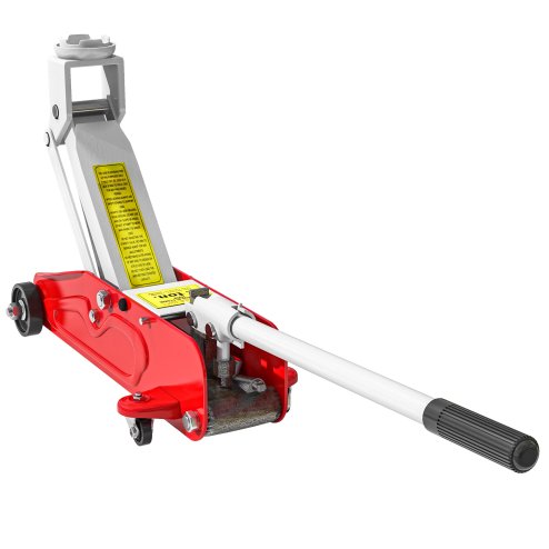 HOMCOM Hydraulic Car Jack, Low Profile Trolley Jack, 2 Ton Heavy Duty Steel Floor Jack with Quick Lift for Car Auto Trailer Garage Tyre Repair, Red