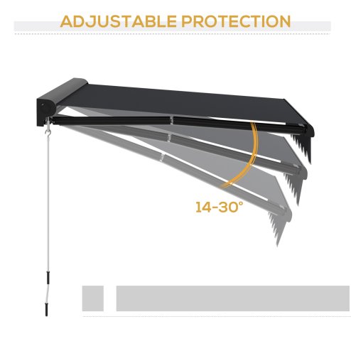 Outsunny 2.5 x 2m Electric Awning with LED Light and Remote Controller, Aluminium Frame Retractable Awning Half Cassette Sun Canopies for Garden Patio Deck Door Window