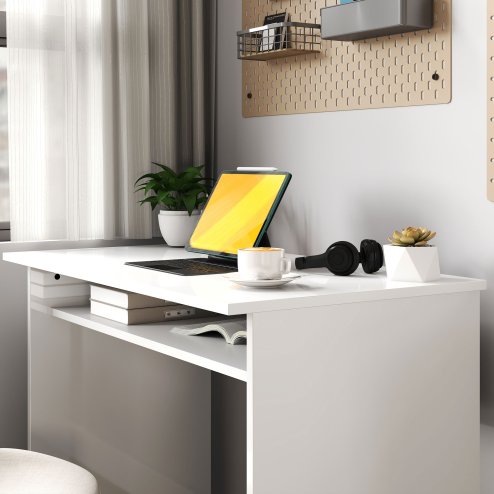 HOMCOM Modern Computer Desk, Home Office Table, Small Writing Desk with Storage Shelf, 90 x 50cm