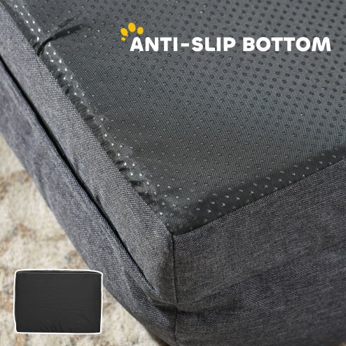 PawHut Dog Sofa Bed Pet Bed Dog Mattress with Removable Washable Cover, Anti-Slip Bottom, for Large Sized Dogs, 120L x 80W x 22Hcm - Charcoal Grey