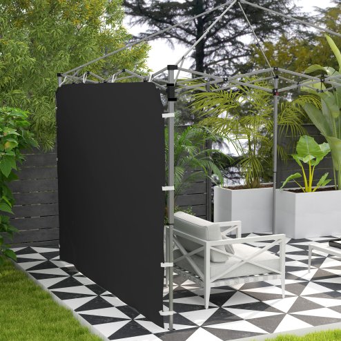 Outsunny Gazebo Side Panel, Canopy Sidewall Panel with 4 Mesh Bags and 2 Storage Pockets for 3 x 3 m Straight Leg Pop Up Gazebos, 1 Pack Sidewall Only, Black