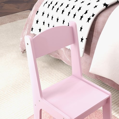 AIYAPLAY Kids Dressing Table with Tri-Fold Mirror and Stool, Kids Vanity Table, Girls Make up Desk with Drawer, for Aged 3-8 Years Old - Pink