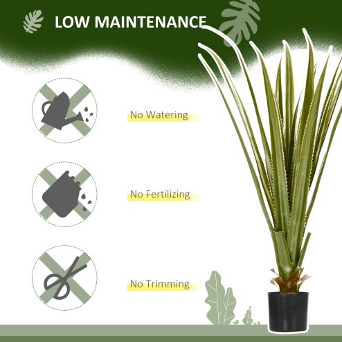 HOMCOM Decorative Artificial Plants Agave Succulent in Pot, Desk Fake Plants for Home Indoor Outdoor Decor, 90cm