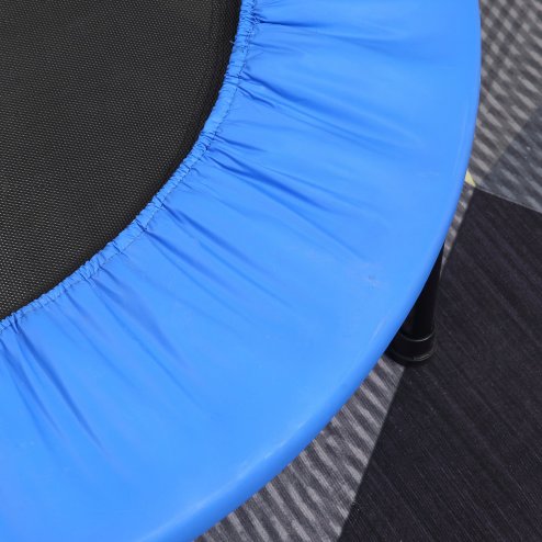 HOMCOM 96cm Mini Fitness Trampoline Home Gym Yoga Exercise Rebounder Indoor Outdoor Jumper with Safety Pad, Support Up to 100 KG, Blue and Black
