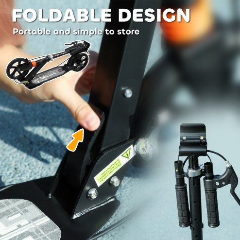 AIYAPLAY Scooter for Kids Ages 6-12 Years, Foldable Kick Scooter with 4 Levels, Adjustable Handlebar, Dual Brake System, 200mm Wheels, ABEC-7 Bearings, Black