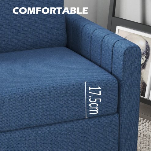 HOMCOM 2 Seater Sofa, Channel Tufted Modern Fabric Couch, Comfy Upholstered Small Sofa Loveseat with Spring Cushion, Back Pillow, for Living Room, Bedroom, Office