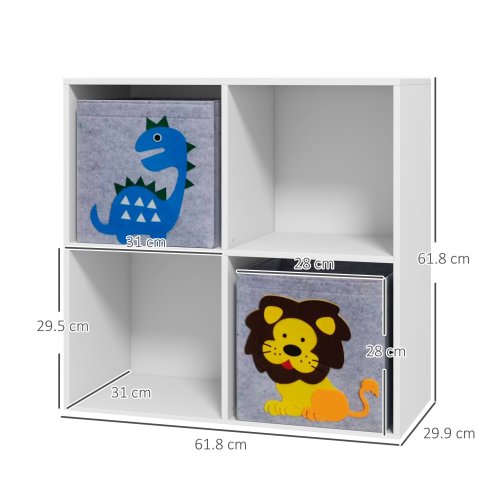 ZONEKIZ Toy Organiser, Children Storage Boxers with Two Non-Woven Fabric Drawers, Kids Toy Box Organiser Shelf for Bedroom, Playroom, Nursery - White