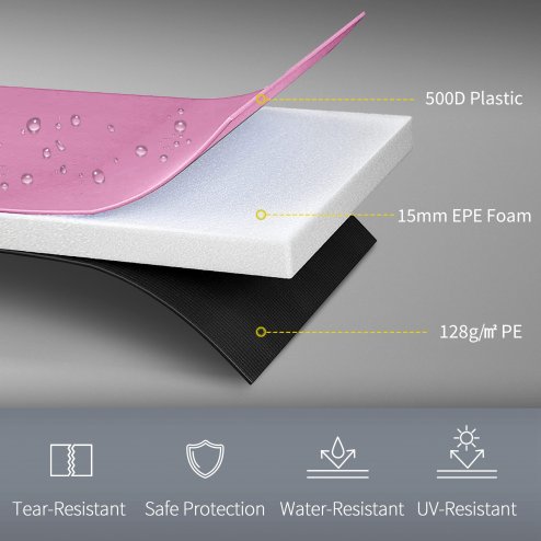 SPORTNOW 10FT Trampoline Spring Cover, Plastic Trampoline Pad Replacement with Elastic Cord, Waterproof, UV Resistant and Tear-Resistant, Pink