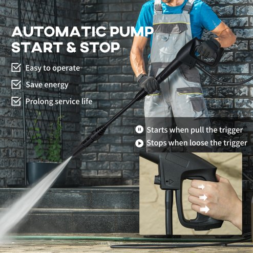 DURHAND 1800W High Pressure Washer, 150 Bar Pressure, 510 L/h Flow, High-Performance Portable Power Washer Jet Wash Cleaner with 6M Hose, Snow Foam Bottle for Garden, Car, Furniture, Yellow