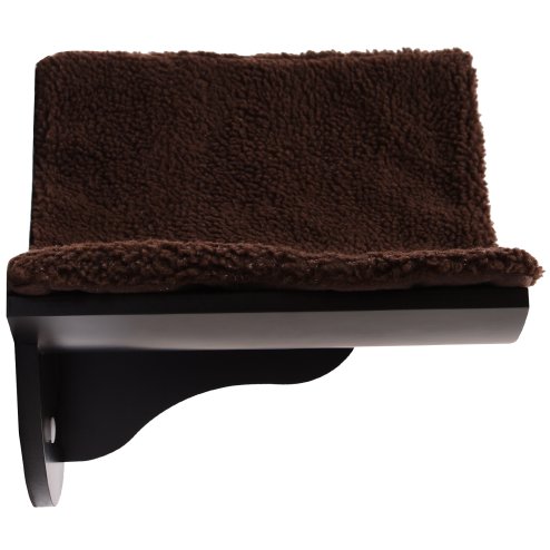 PawHut Wood Cat Shelves, Wall-Mounted Cat Shelter, Curved Kitten Bed Perch Climber Furniture 41 x 28 x 21cm Brown