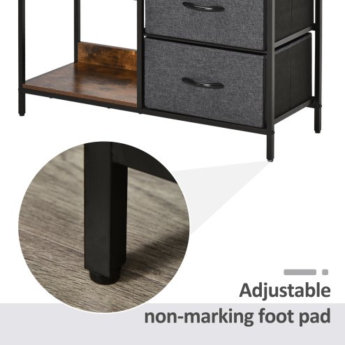 HOMCOM Chest of Drawers Storage  Dresser Cabinet Organizer with 3 Fabric Drawers and 2 Display Shelves for Living Room, Bedroom, Hallway