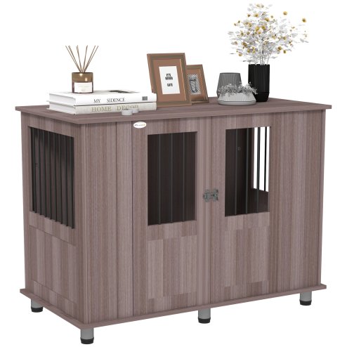 PawHut Dog Crate Furniture End Table, Pet Kennel for Extra Large Dogs with Magnetic Door Indoor Animal Cage, Purple, 114 x 60 x 82 cm