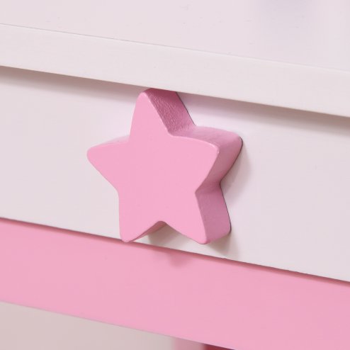 HOMCOM Girls Dressing Table with Mirror, Stool, Kids Dressing Table, Unicorn-Designed Play Toy for Toddles Girls Age 3-6 Years, Acrylic Mirror, Pink and White
